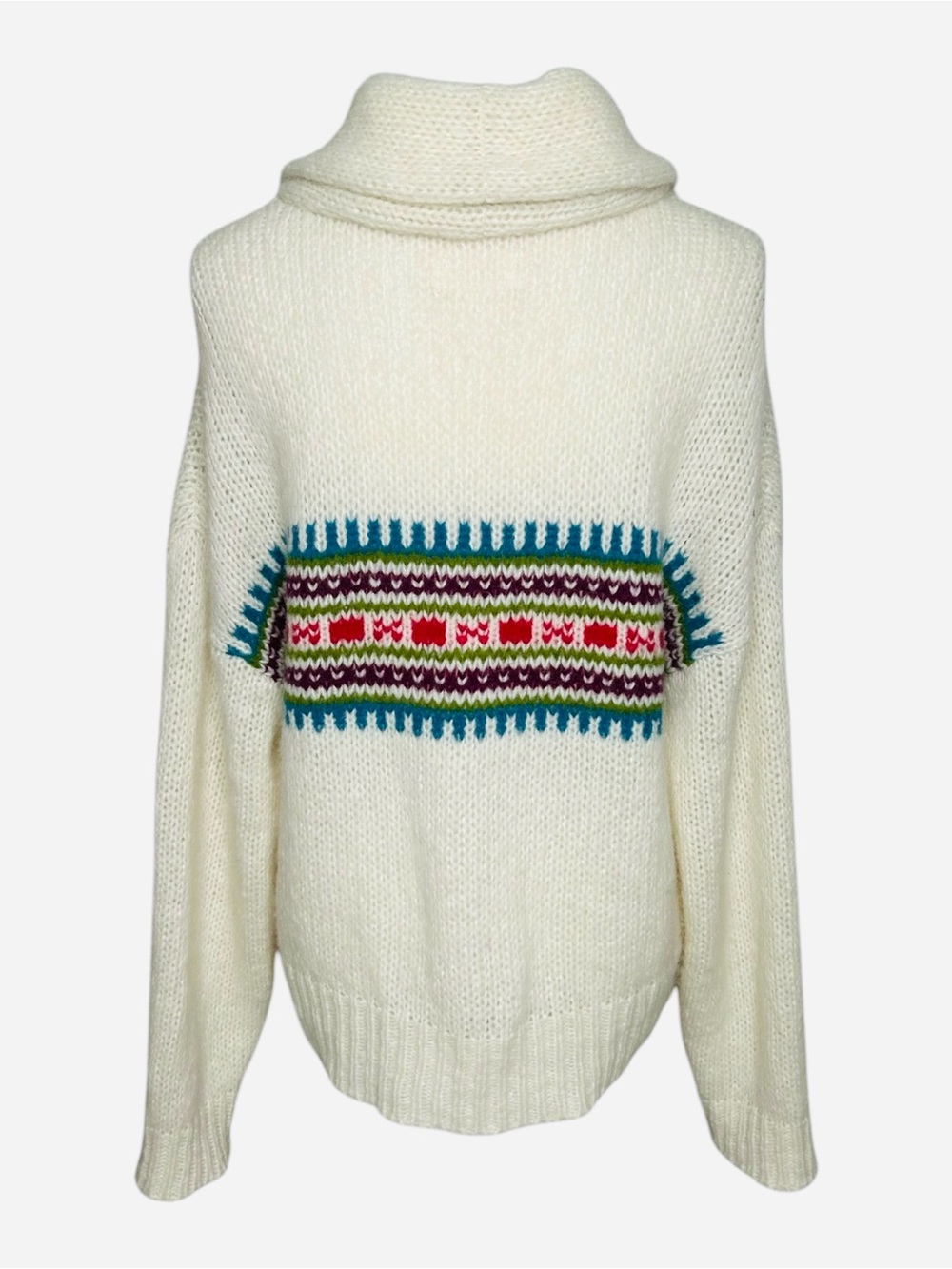 XIRENA Waylon Shawl Collar Fair Isle Alpaca Cardigan Ivory Small - Picture 5 of 12